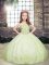Modern Yellow Green Ball Gowns Tulle Straps Sleeveless Beading Floor Length Lace Up Child Pageant Dress