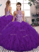 Captivating Purple Lace Up Sweet 16 Dress Beading and Ruffles Sleeveless Floor Length(SKU SJQDDT2100002BIZ)