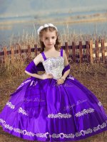 Sleeveless Beading and Embroidery Lace Up Little Girl Pageant Gowns