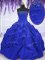 Trendy Royal Blue Quince Ball Gowns Military Ball and Sweet 16 and Quinceanera with Embroidery and Pick Ups Strapless Sleeveless Lace Up