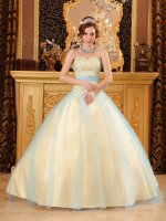 Eagle Idaho/ID Elegant Beading Light Yellow Quinceanera Dress For Sweetheart Satin and Organza A-line Gowns(SKU QDZY115-GBIZ)