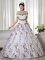 Custom Design Off The Shoulder Short Sleeves Lace Up Quinceanera Dresses White Organza