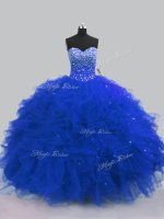 Glamorous Sweetheart Sleeveless Lace Up Quinceanera Gown Royal Blue Tulle