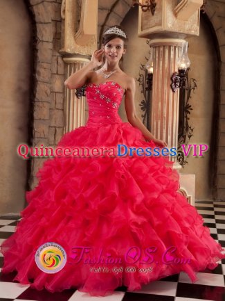 Getafe Spain Sun City Perfect Ruched Sweetheart strapless Bodice and Beaded Decorate Bust For Quinceaners Dress With Ruffles Layered