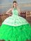 Comfortable Embroidery and Ruffles Quince Ball Gowns Green Lace Up Sleeveless Court Train