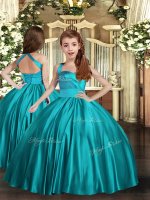 Sleeveless Lace Up Floor Length Ruching Pageant Gowns For Girls