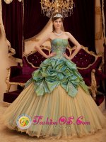 Tamarac Florida/FL Remarkable Olive Green Pick-ups Beading Strapless Quinceanera Dress With Taffeta and Tulle
