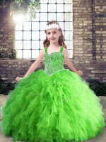Floor Length Kids Formal Wear Tulle Sleeveless Beading and Ruffles(SKU PAG1237-8BIZ)
