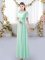 Chiffon Short Sleeves Floor Length Quinceanera Court of Honor Dress and Appliques