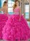Scoop Cap Sleeves Beading and Ruffles Backless Vestidos de Quinceanera