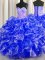 Chic Beading and Ruffles Sweet 16 Quinceanera Dress Royal Blue Lace Up Sleeveless Floor Length
