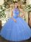 Stunning Baby Blue Sleeveless Beading and Embroidery Floor Length Quinceanera Dress