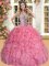 Colorful Watermelon Red Sleeveless Beading and Ruffles Floor Length Ball Gown Prom Dress