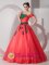 Pretty One Shoulder Organza Quinceanera Dress With Hand Made Flowers Custom Made In Mesa AZ　