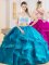 Sumptuous Baby Blue 15th Birthday Dress Military Ball and Sweet 16 and Quinceanera with Beading and Ruffles One Shoulder Sleeveless Criss Cross