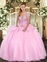Unique Strapless Sleeveless Lace Up Quinceanera Dresses Baby Pink Organza(SKU SJQDDT1544002-3BIZ)