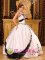Petersburg Virginia/VA Floral Embroidery On Satin Classical White and Black Quinceanera Dress Strapless Ball Gown