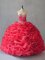 Fitting Coral Red Ball Gowns Beading and Pick Ups Vestidos de Quinceanera Lace Up Sleeveless Floor Length