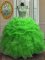 Scoop Green Organza Lace Up Sweet 16 Quinceanera Dress Sleeveless Floor Length Beading and Ruffles and Pick Ups