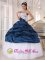 White and Navy Blue Taffeta and Organza Embroidery Decorate Bust Ball Gown Floor-length Quinceanera Dress For In Hagerstown Maryland/MD