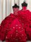 Elegant Embroidery Sequins Floor Length Red Vestidos de Quinceanera Sweetheart Sleeveless Lace Up