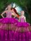 Nice Fuchsia Sweetheart Lace Up Beading and Ruffled Layers Quinceanera Gowns Sleeveless