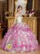 Latest Fuchsia and Apple Green Organza With Appliques Floor-length Forest Grove Oregon/OR Quinceanera Dress Sweetheart Ball Gown
