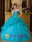 Oro Valley Arizona Appliques Decorate Sweetheart Bodice Teal Quinceanera Dress For Hand Made Flower and Pick-ups