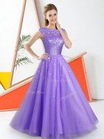 Low Price Bateau Sleeveless Backless Dama Dress Lavender Tulle