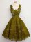 Olive Green Sleeveless Lace Lace Up Dama Dress for Quinceanera for Prom and Party and Wedding Party