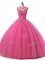 Hot Pink Scoop Neckline Beading and Lace Quinceanera Dress Sleeveless Lace Up