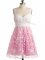 Rose Pink Straps Lace Up Lace Quinceanera Court Dresses Sleeveless