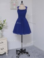 Royal Blue Straps Neckline Lace Dama Dress Sleeveless Zipper