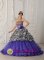 Brand New Custom Made Zebra and Organza Purple Quinceanera Dress For Strapless Chapel Train Ball Gown In Boyne City Michigan/MI