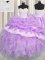 Fantastic Sweetheart Sleeveless Quinceanera Dress Floor Length Beading and Appliques and Ruffles and Pick Ups Lilac Organza