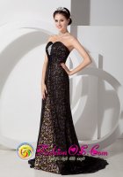 Hanalei Hawaii/HI Black Column Sweetheart strapless Quinceanera Dama Dress Brush Train Floral Print Organza Beading