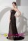 Hanalei Hawaii/HI Black Column Sweetheart strapless Quinceanera Dama Dress Brush Train Floral Print Organza Beading