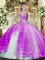 High Class Floor Length Ball Gowns Sleeveless Lilac Ball Gown Prom Dress Lace Up