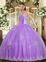 Modern Lavender Lace Up Sweetheart Beading and Appliques Quinceanera Dress Tulle Sleeveless(SKU SJQDDT1436002-1BIZ)