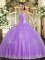 Modern Lavender Lace Up Sweetheart Beading and Appliques Quinceanera Dress Tulle Sleeveless