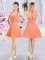 Halter Top Orange A-line Ruching Quinceanera Court Dresses Zipper Chiffon Sleeveless Mini Length
