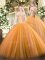 Floor Length Ball Gowns Sleeveless Orange 15 Quinceanera Dress Lace Up