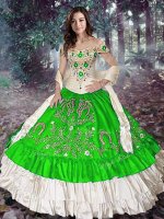 Fitting Taffeta Lace Up Off The Shoulder Sleeveless Floor Length Military Ball Dresses For Women Embroidery and Ruffled Layers(SKU XBQD022-7BIZ)