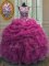 Suitable Scoop Floor Length Fuchsia Sweet 16 Quinceanera Dress Organza Sleeveless Beading and Ruffles and Pick Ups