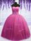 Tulle Sleeveless Floor Length 15th Birthday Dress and Beading and Belt