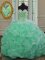 Apple Green Lace Up Quinceanera Dresses Beading and Pick Ups Sleeveless Sweep Train