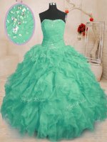 Strapless Sleeveless Organza Quinceanera Dresses Beading and Ruffles and Ruching Lace Up(SKU PSSW0206-4BIZ)