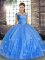 Spectacular Floor Length Ball Gowns Sleeveless Baby Blue Sweet 16 Dresses Lace Up