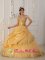Gorgeous Gold Quinceanera Dress In New York Lace Strapless Floor-length Taffeta and Tulle Ball Gown