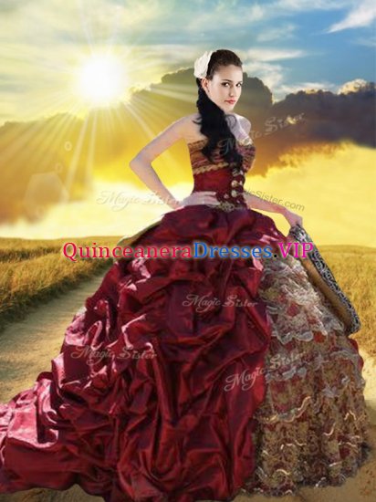 Discount Sleeveless Court Train Beading and Ruffled Layers and Pick Ups Lace Up Vestidos de Quinceanera - Click Image to Close